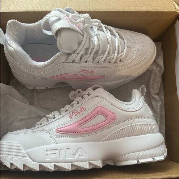 Pink and white fila disruptor II sneakers size 6 - Picture 3 of 5
